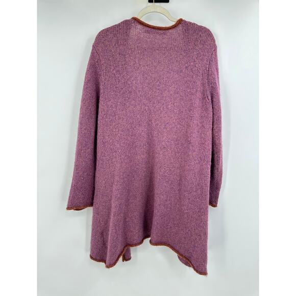 GUDRUN SJODEN Purple Lagenlook Alpaca Wool Cape Cardigan Sweater Size L - Picture 2 of 9